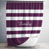 Rideaux De Douche Personnalisé Élégant Violet Blanc rayé