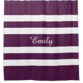 Rideaux De Douche Personnalisé Élégant Violet Blanc rayé (Devant)