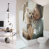 Rideaux De Douche Personnalisé fille amour chien Empreintes de patte