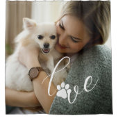Rideaux De Douche Personnalisé fille amour chien Empreintes de patte (Devant)
