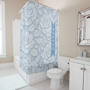 Rideaux De Douche Personnalisé Floral Élégant Romantique Dentelle Bl