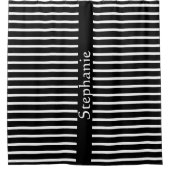 Rideaux De Douche Personnalisé Nom Black White Stripe Classé Design  (Devant)