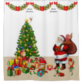 Rideaux De Douche Personnaliser Nom Noël Père Noël et elfes Douche (Devant)