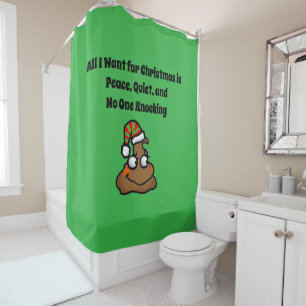 Rideaux De Douche Personne ne frappe Drôle de Noël Toilettes Humour