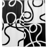 Rideaux De Douche Persuasion linéaire II : noir et blanc Abstrait (Devant)