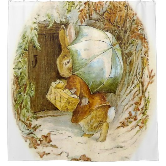 Rideaux De Douche "Peter Rabbit avec parapluie d'hiver" par Beatrix  (Devant)