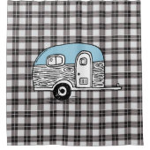 RIDEAUX DE DOUCHE PETIT CAMPING BLEU (Devant)