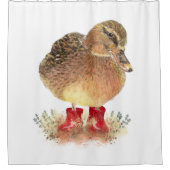 Rideaux De Douche Petit Canard mignon dans Bottes en caoutchouc roug (Devant)