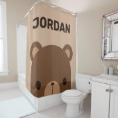 Rideaux De Douche Petit ours Brown mignon avec nom personnalisé (En situation)