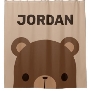 Rideaux De Douche Petit ours Brown mignon avec nom personnalisé