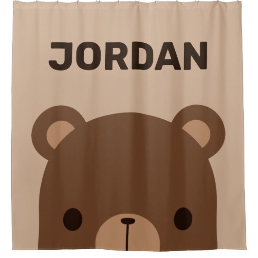 Rideaux De Douche Petit ours Brown mignon avec nom personnalisé (Devant)