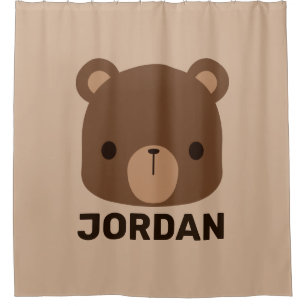 Rideaux De Douche Petit ours Brown mignon avec nom personnalisé