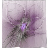 Rideaux De Douche Petite Beauté Moderne Mauve Grey Fractal Art Flowe (Devant)