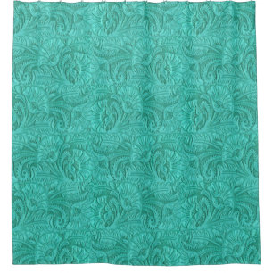 Rideaux De Douche Petite copie usinée de turquoise en cuir