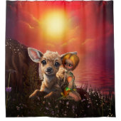 Rideaux De Douche Petite fée et le mignon faon. (Devant)