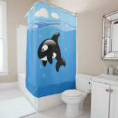 Rideaux De Douche Petite Orca baleine dans l'océan (En situation)