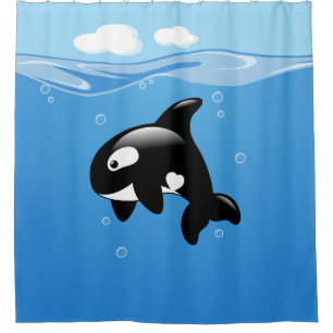 Rideaux De Douche Petite Orca baleine dans l'océan