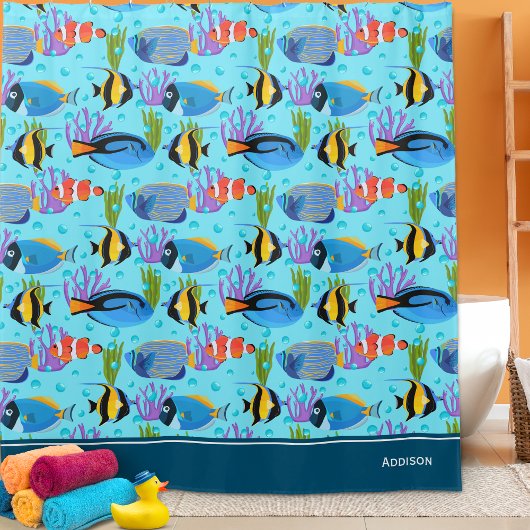Rideaux De Douche Petits Enfants Ocean Fish Salle de bain Motif