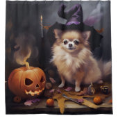 Rideaux De Douche Peur d'Halloween Citrouille de Poméranie (Devant)