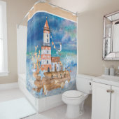 Rideaux De Douche Phare à l'aquarelle (En situation)