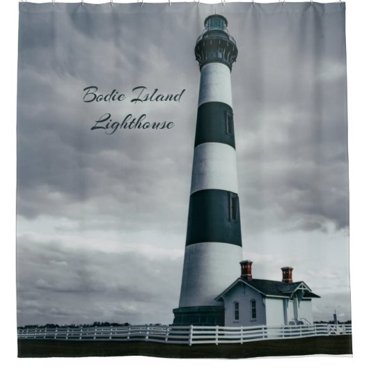 Rideaux De Douche Phare de Bodie Island noir et blanc (Devant)