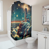 Rideaux De Douche "Phare de neige à Cliff" (En situation)