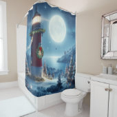 Rideaux De Douche Phare de Noël nautique (En situation)