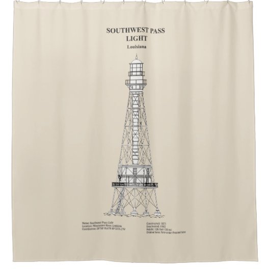 Rideaux De Douche Phare de Southwest Pass - Louisiana - SBD (Devant)