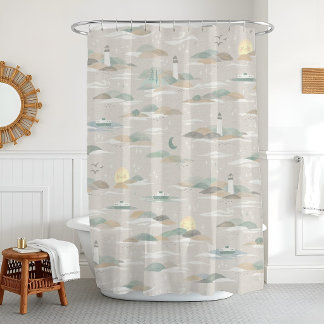 Rideaux De Douche Phare Neutre Ferry Seattle Bain Nautical