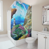 Rideaux De Douche Phare surplombant la mer (En situation)