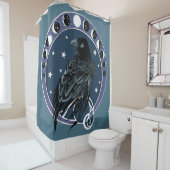 Rideaux De Douche Phases de la lune corail Étoiles Bleu (En situation)