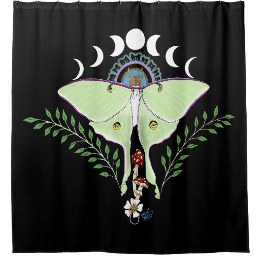 Rideaux De Douche Phases Luna Moth Moon Noir (Devant)