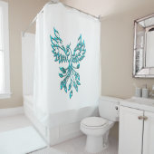 Rideaux De Douche Phoenix bleu se lève sur blanc (En situation)