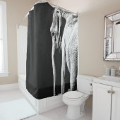 RIDEAUX DE DOUCHE PHOTO À ÉCHELLE GRIS DE L'ÉLÉPHANT (En situation)