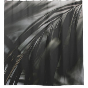 RIDEAUX DE DOUCHE PHOTO À ÉCHELLE GRISE DE FEUILLES PLANTE