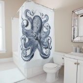 Rideaux De Douche Photo de la marine Blue Octopus par Ernst Haeckel (En situation)