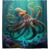 Rideaux De Douche Photo personnalisée Aquarelle de mer Octopus perso (Devant)