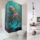 Rideaux De Douche Photo personnalisée Aquarelle de mer Octopus perso