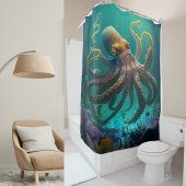 Rideaux De Douche Photo personnalisée Aquarelle de mer Octopus perso