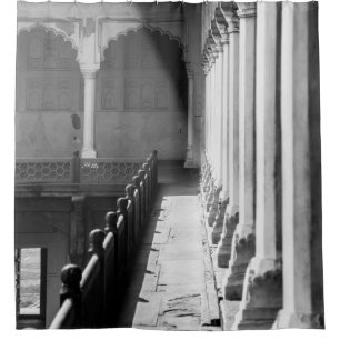 RIDEAUX DE DOUCHE PHOTOGRAPHIE À L'ÉCHELLE GRAYSQUE DU CORRIDOR