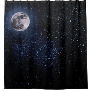 Rideaux De Douche Photographie - Ciel nocturne avec Pleine lune + vo