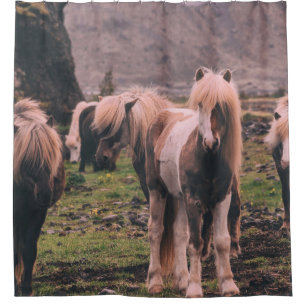 RIDEAUX DE DOUCHE PHOTOGRAPHIE DES CHEVAUX À FAIBLE INFLUENCE