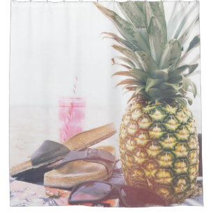 Rideaux De Douche Photographie minimaliste de l'ananas près des san