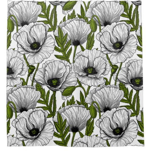 Rideaux De Douche Photos blanches sur blanc (Devant)