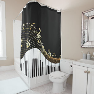 Rideaux De Douche Piano Keys Musique Wave