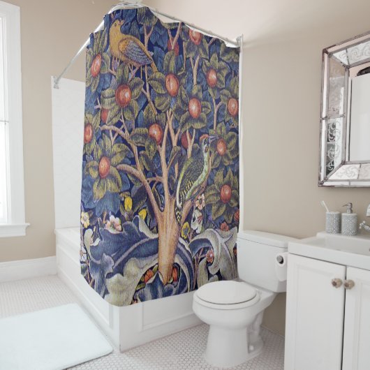 Rideaux De Douche Pic de bois, William Morris (En situation)