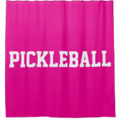 Rideaux De Douche PICKLEBALL Blanc Athlétisme Texte sur rose chaud c (Devant)