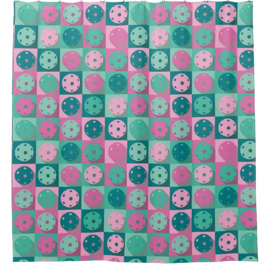 Rideaux De Douche Pickleball (minty vert et rose) (Devant)
