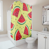 Rideaux De Douche Pièces de pastèque : Motif Jaune d'été (En situation)