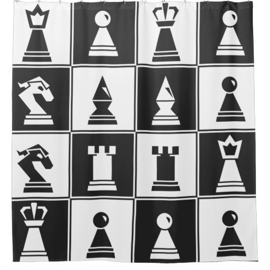 Rideaux De Douche Pièces d'échecs (Devant)